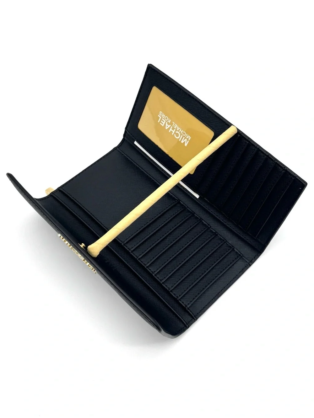 Michael Kors Large Jet Set Travel Trifold Wallet - Black/Gold
